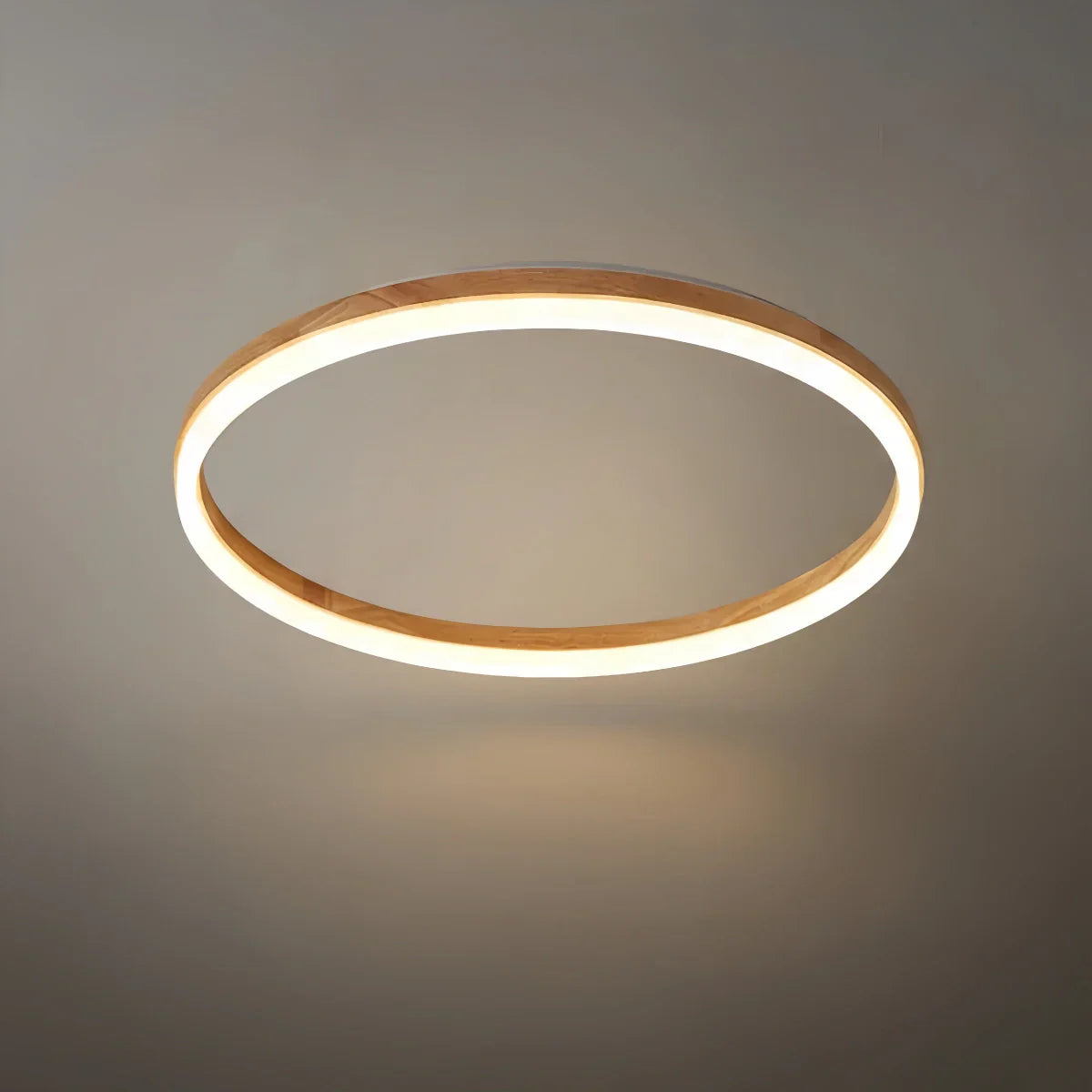 Minimalist Ring Dimmable Flush Mount Ceiling Light – Wood & Acrylic for Bedroom - Flindria