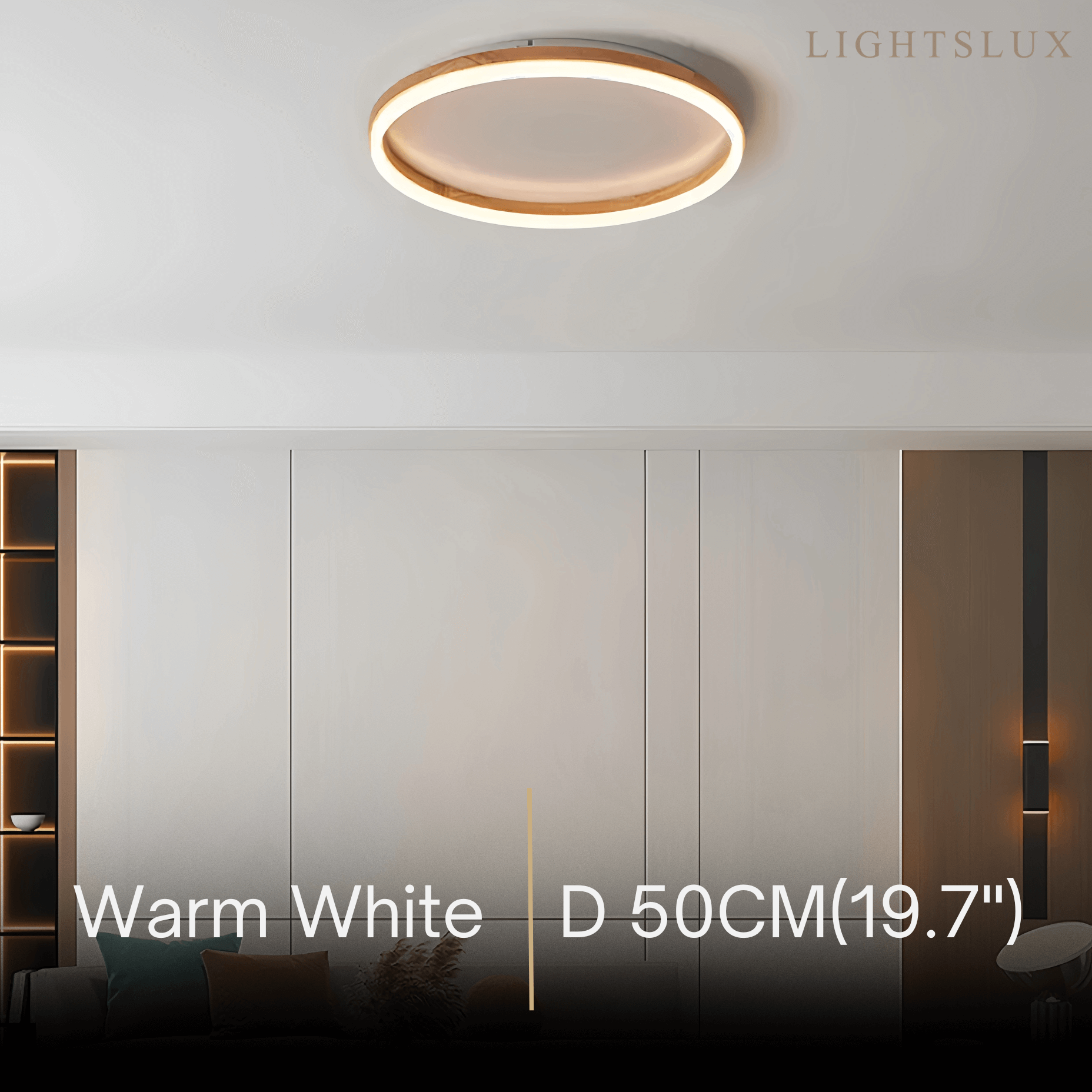 Minimalist Ring Dimmable Flush Mount Ceiling Light – Wood & Acrylic for Bedroom - Flindria