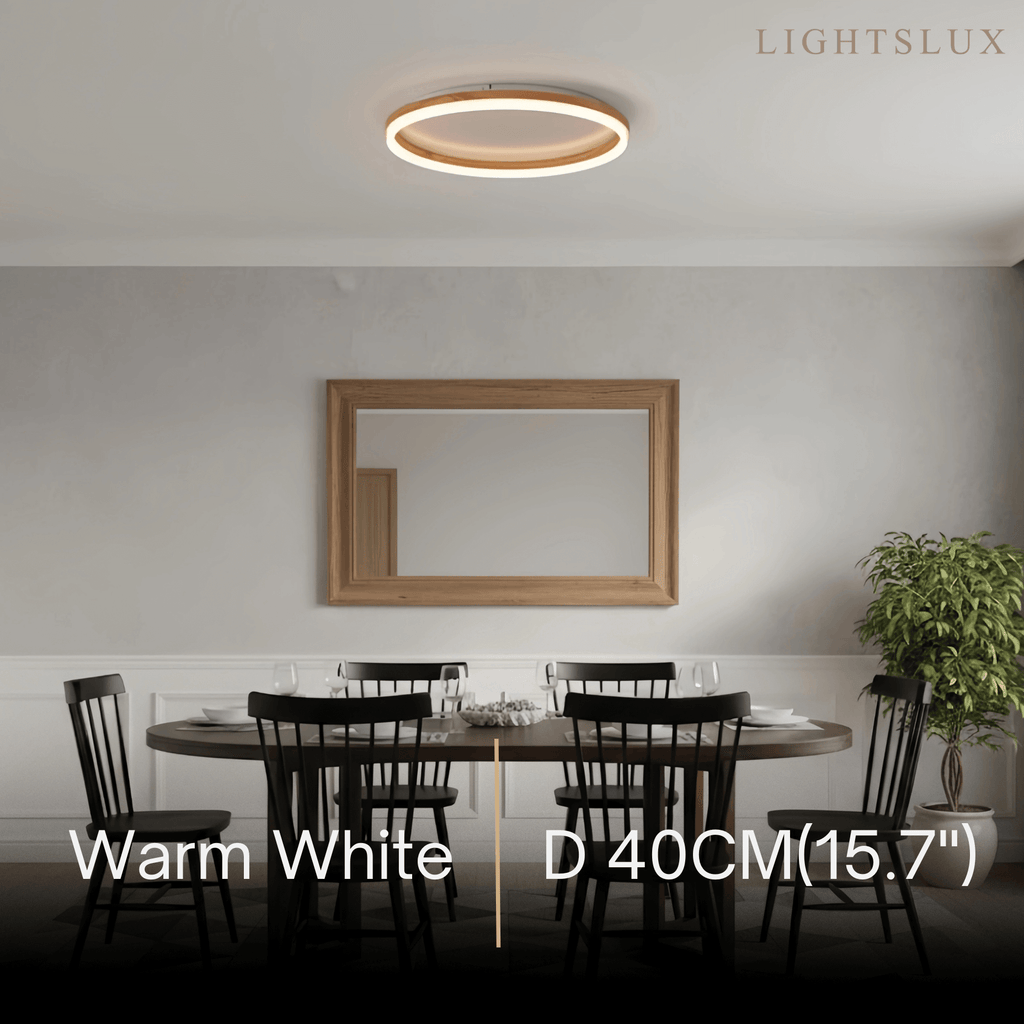 Minimalist Ring Dimmable Flush Mount Ceiling Light – Wood & Acrylic for Bedroom - Flindria