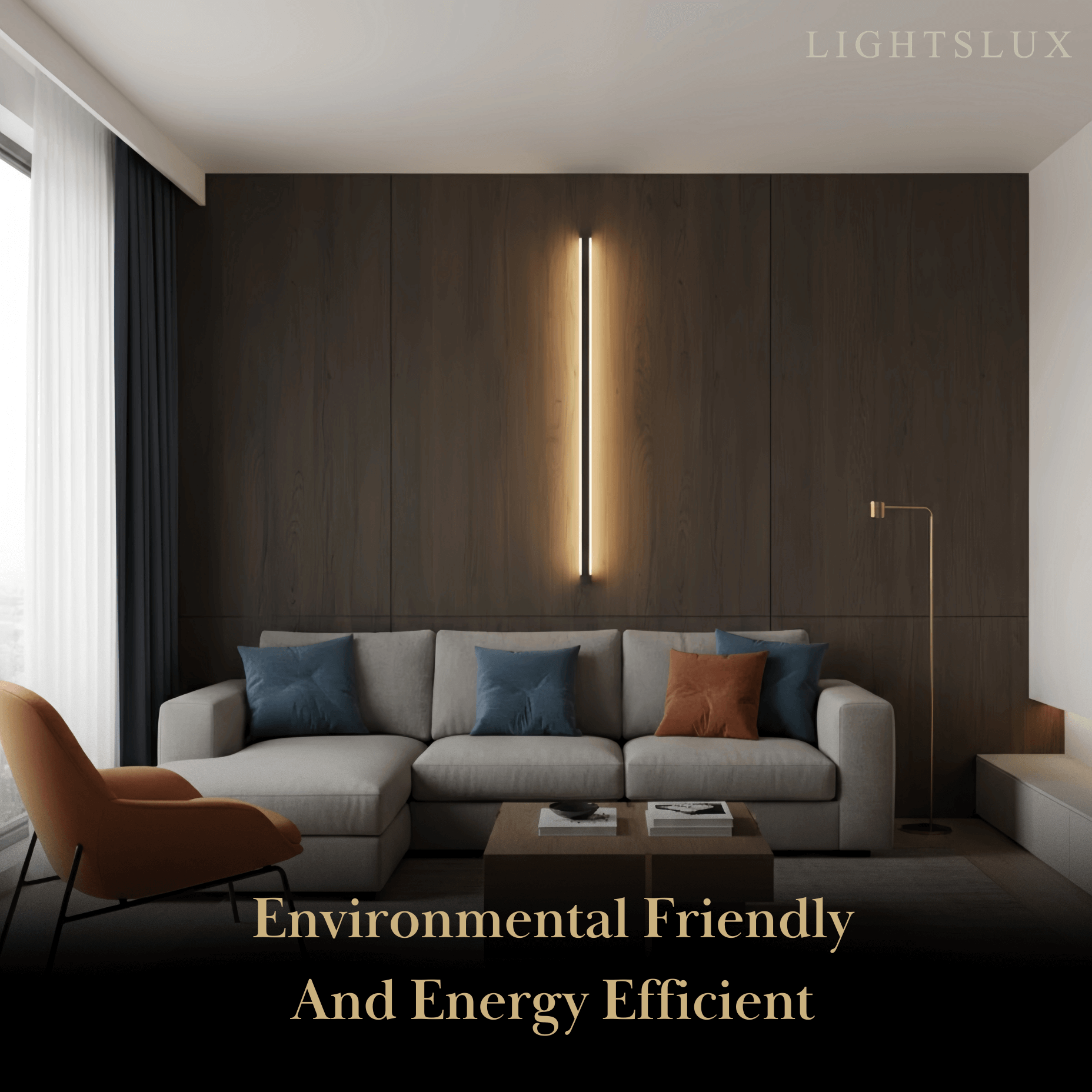 Modern Linear LED Wall Lamp – Black Wall-Mounted Light for Living Room - Flindria
