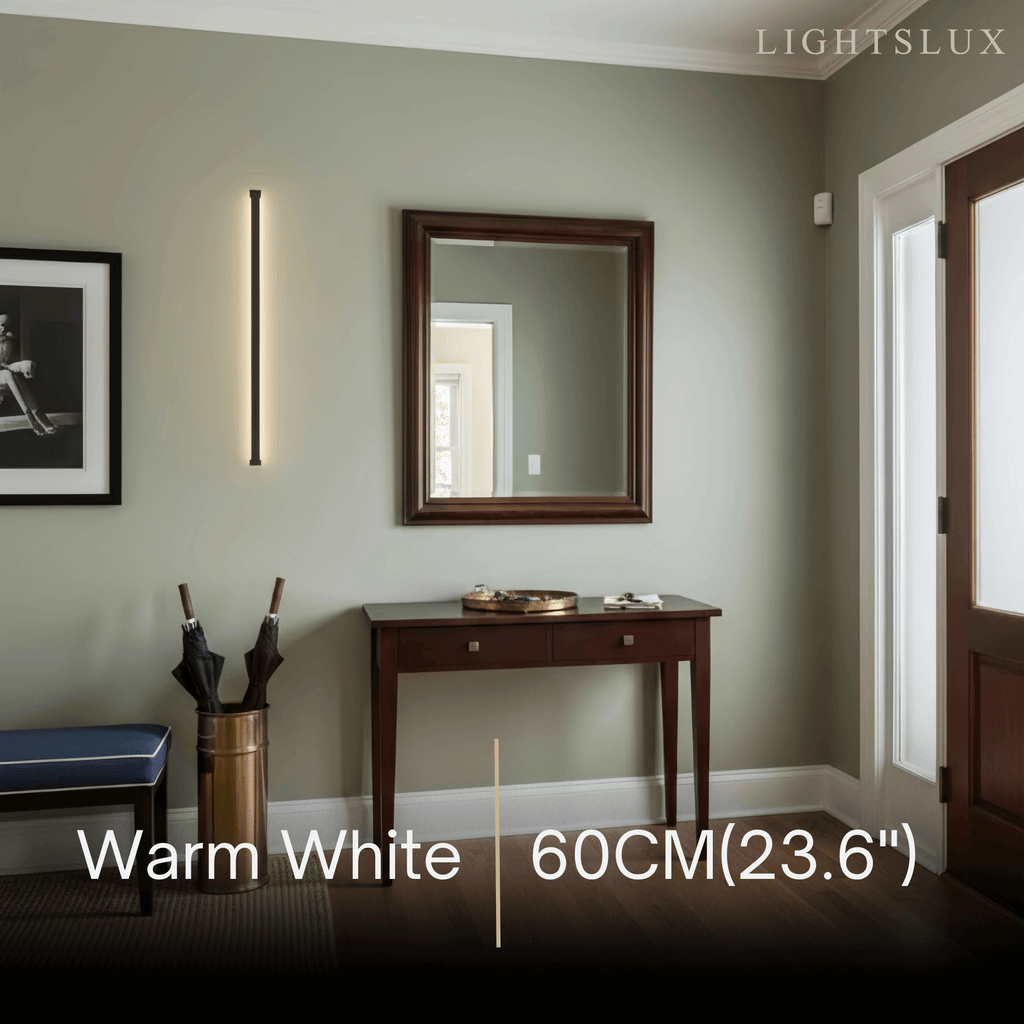 Modern Linear LED Wall Lamp – Black Wall-Mounted Light for Living Room - Flindria