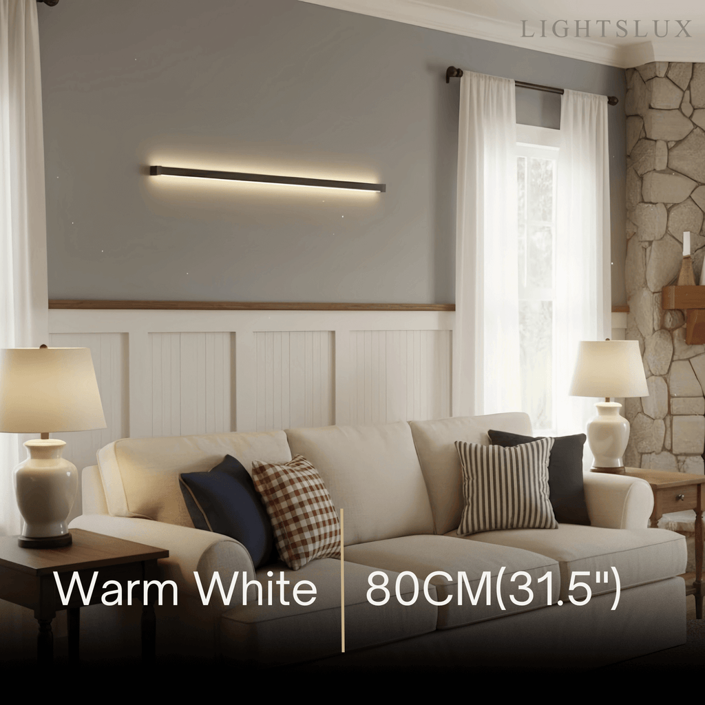 Modern Linear LED Wall Lamp – Black Wall-Mounted Light for Living Room - Flindria