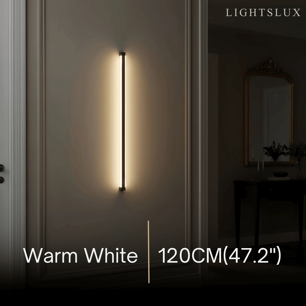 Modern Linear LED Wall Lamp – Black Wall-Mounted Light for Living Room - Flindria