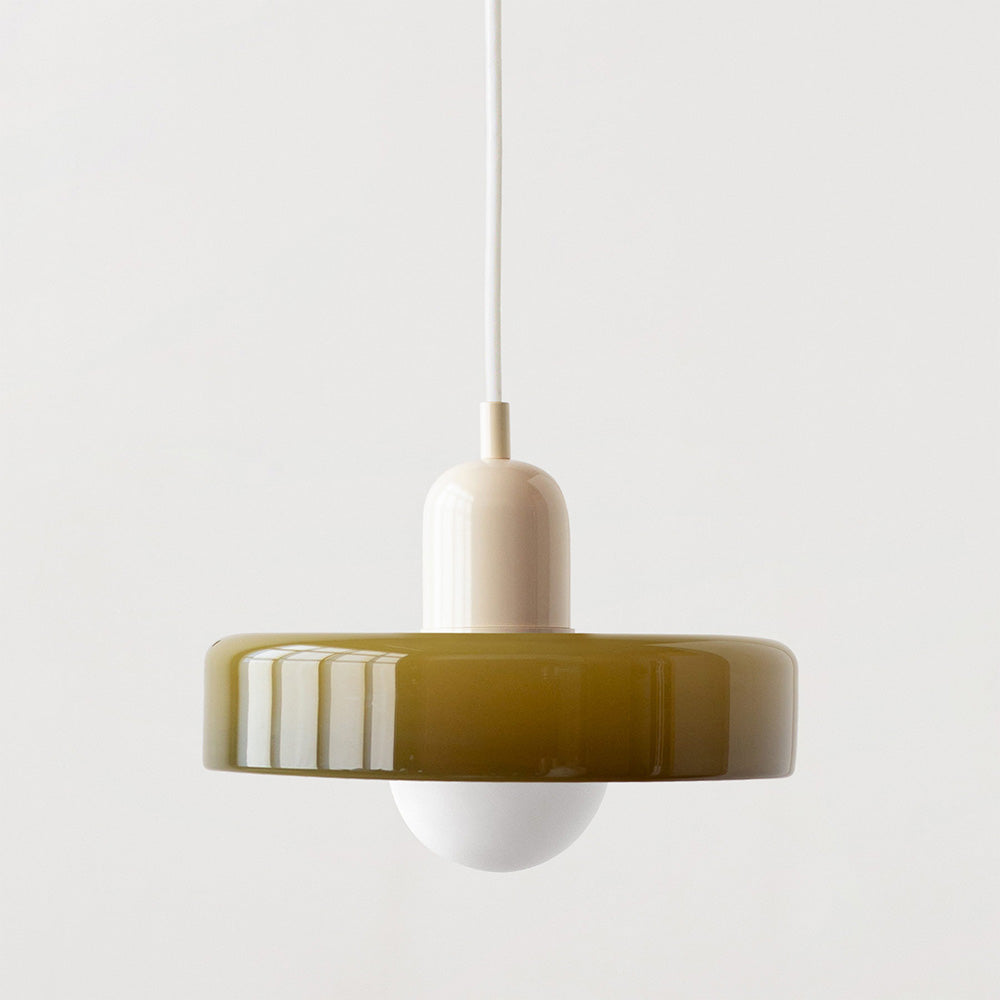 Liora Bauhaus Colored Glass Pendant Light - Adjustable Height Suspension