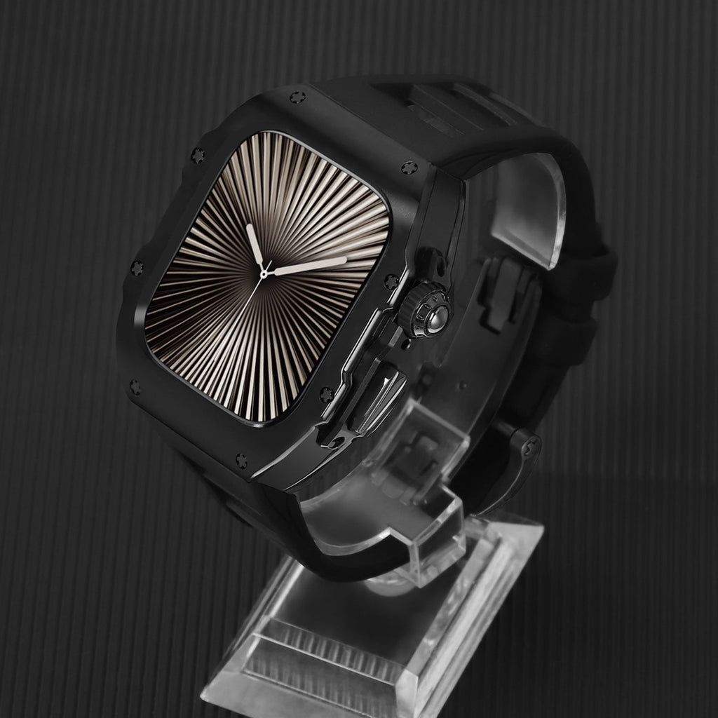 غطاء حماية وسوار من المطاط الفلوري المطلي كهربائيًا لساعة Apple Watch