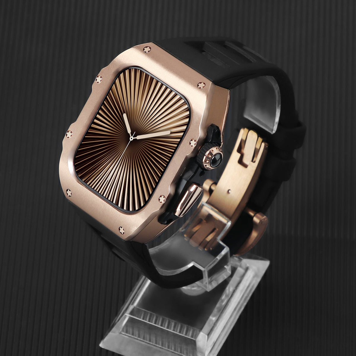 غطاء حماية وسوار من المطاط الفلوري المطلي كهربائيًا لساعة Apple Watch