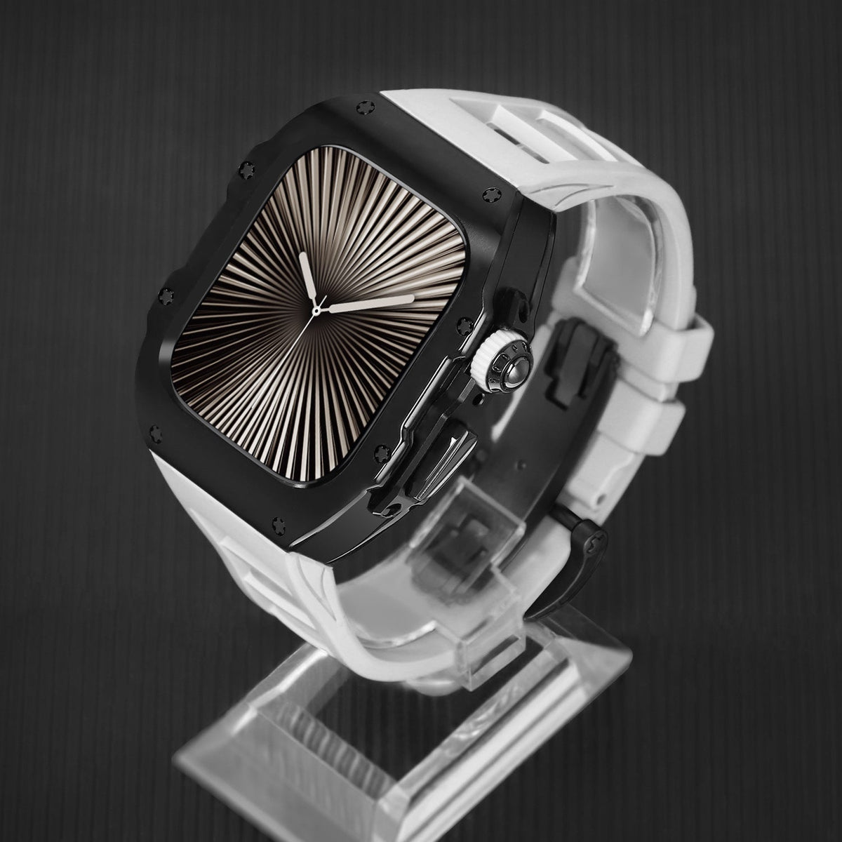 غطاء حماية وسوار من المطاط الفلوري المطلي كهربائيًا لساعة Apple Watch