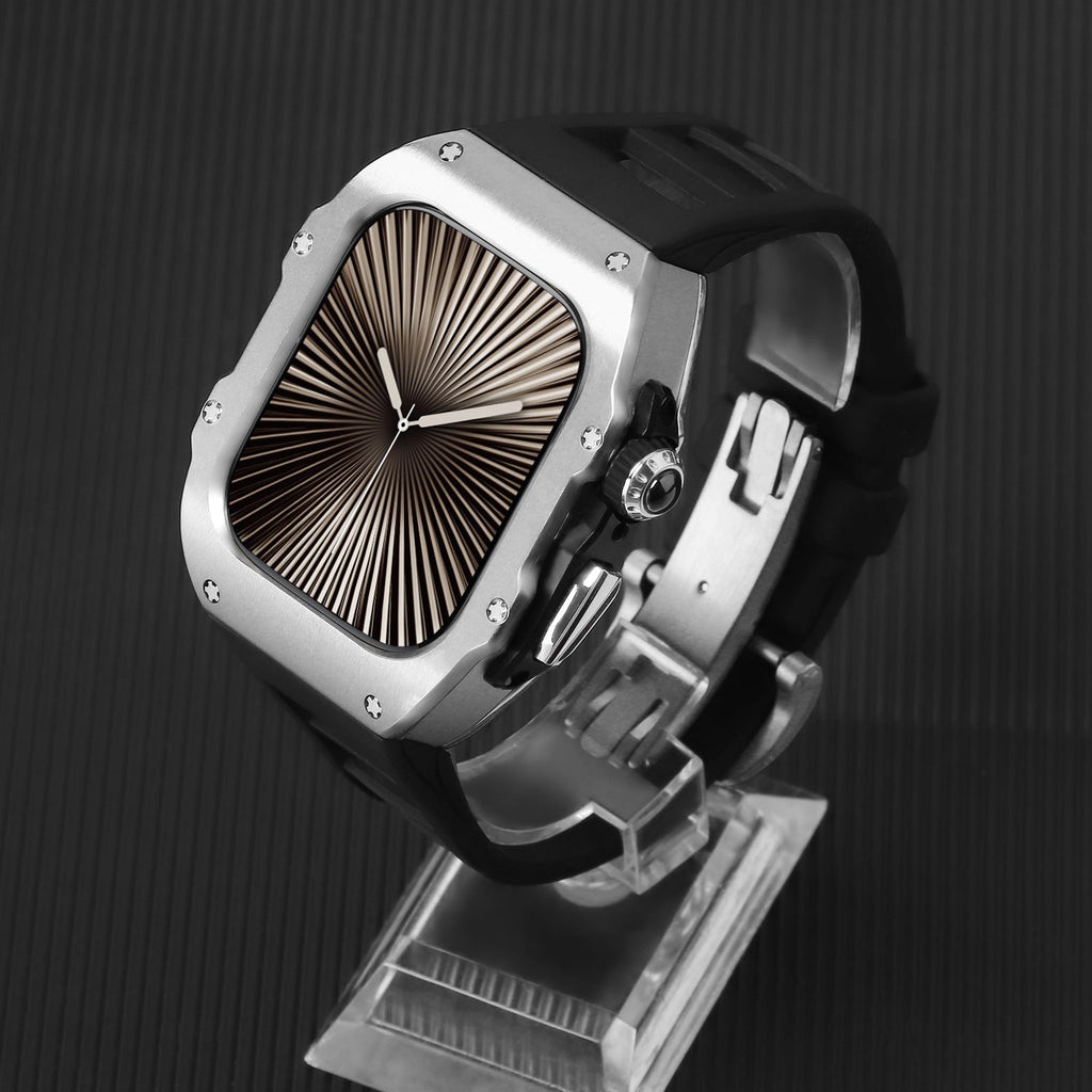 غطاء حماية وسوار من المطاط الفلوري المطلي كهربائيًا لساعة Apple Watch