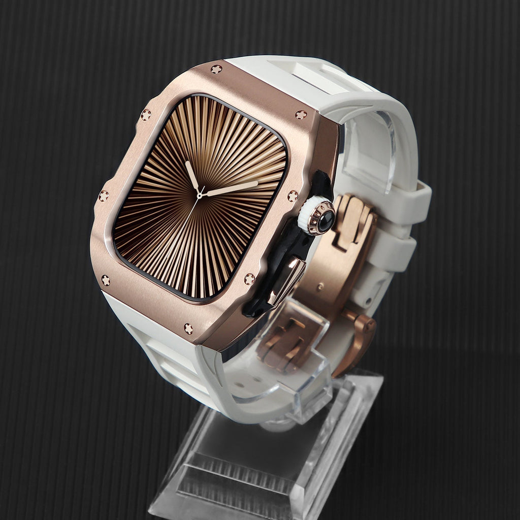 غطاء حماية وسوار من المطاط الفلوري المطلي كهربائيًا لساعة Apple Watch