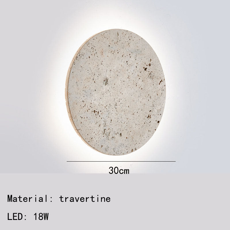 Applique murale ronde en pierre naturelle - Lumière murale chaleureuse 3000K