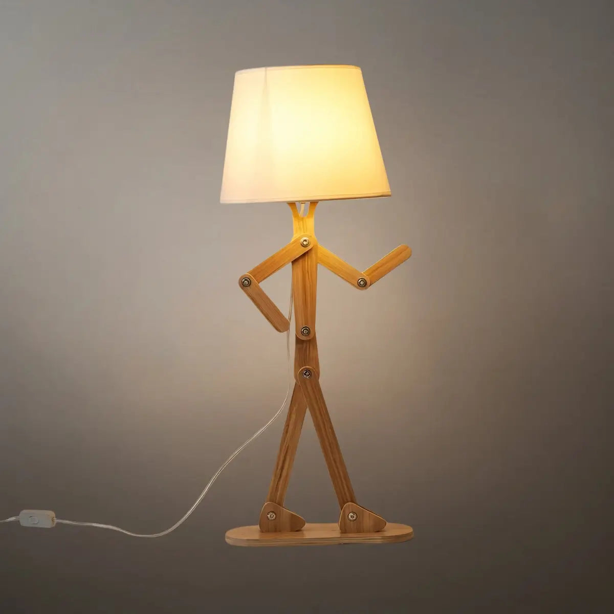 Art Deco Wood & Fabric Floor Lamp -- Walnut/Wood for Living Room/Bedroom - Flindria
