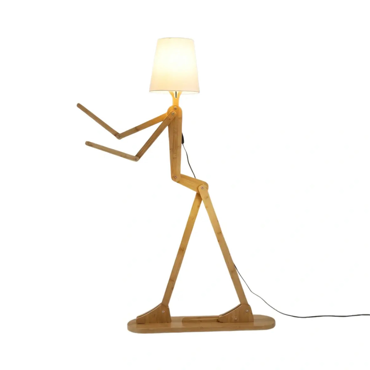 Art Deco Wood & Fabric Floor Lamp -- Walnut/Wood for Living Room/Bedroom - Flindria