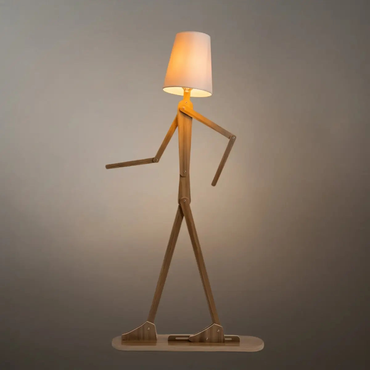 Art Deco Wood & Fabric Floor Lamp -- Walnut/Wood for Living Room/Bedroom - Flindria