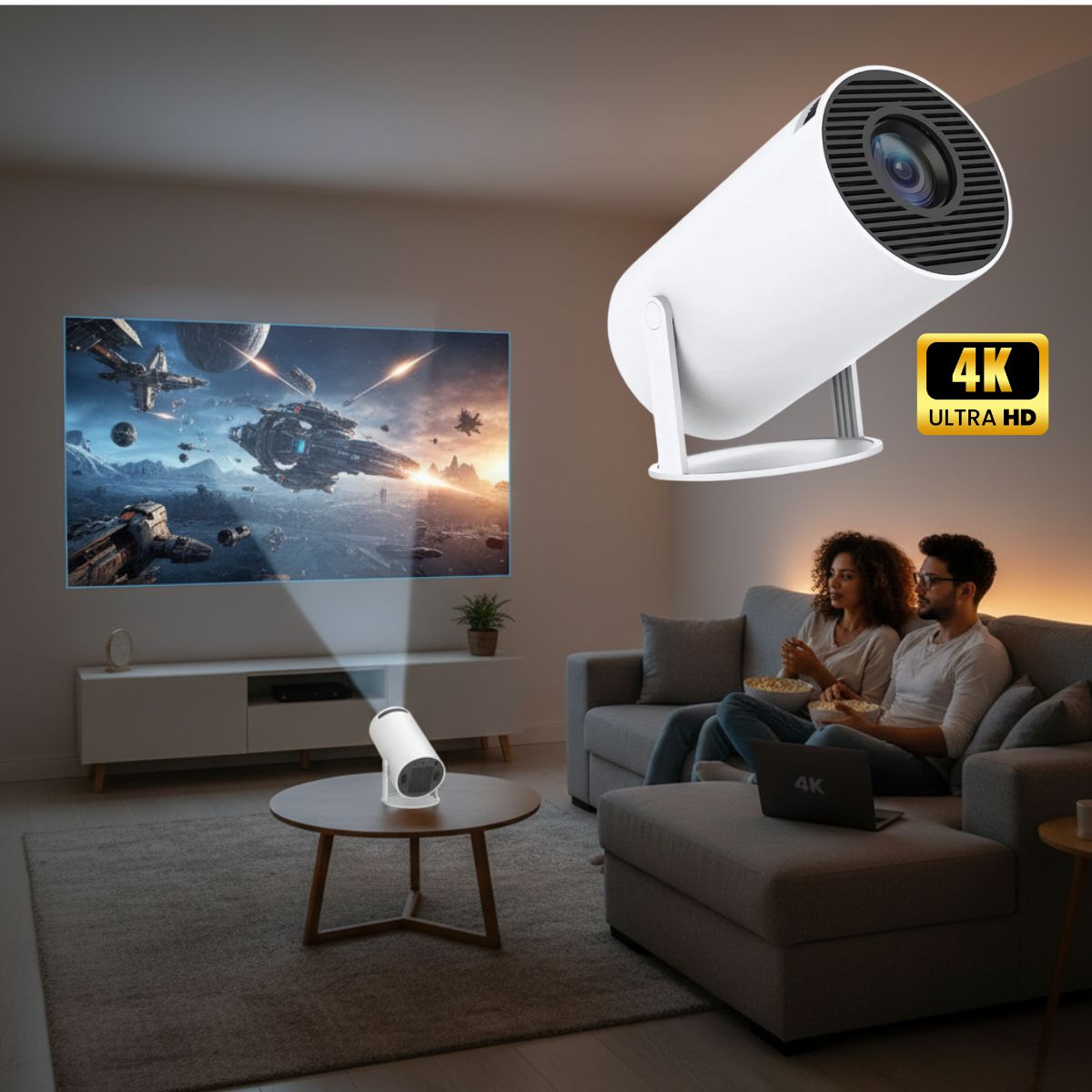 Avenro Auto Keystone Handheld 4K Mini Projector Portable Cinema