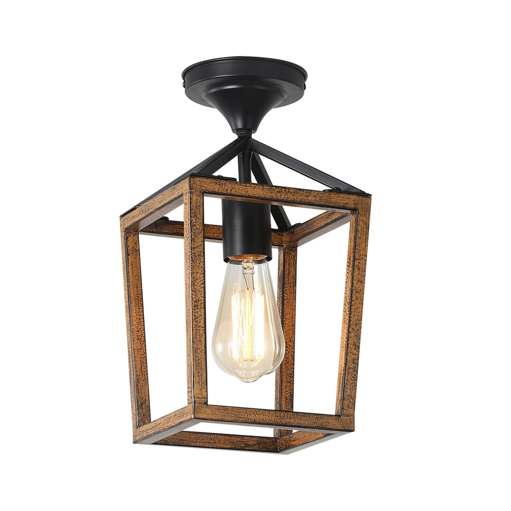 Ridgewood Rustic Ceiling Lights In Metal With Wood Grain Finish