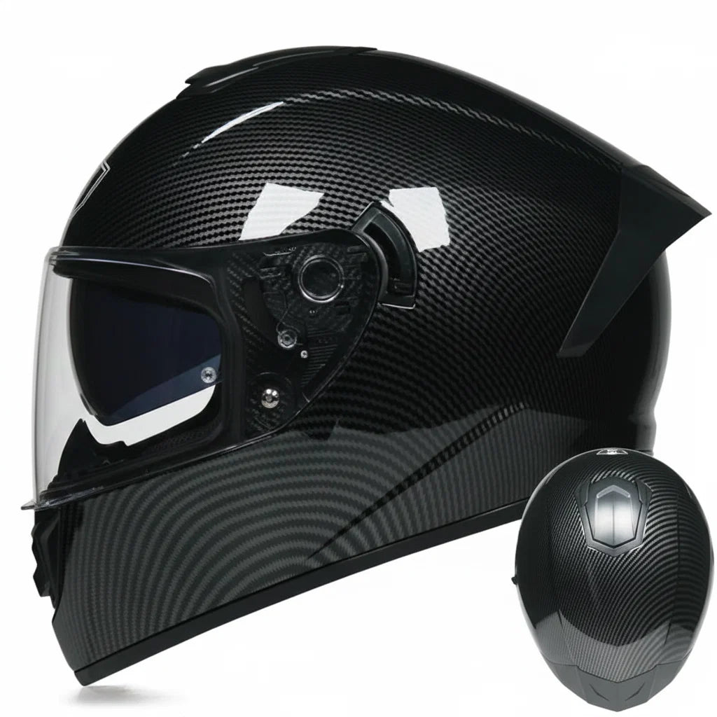 Full-Face Racing Motorcycle Helmet — Integrated Dual Visor System