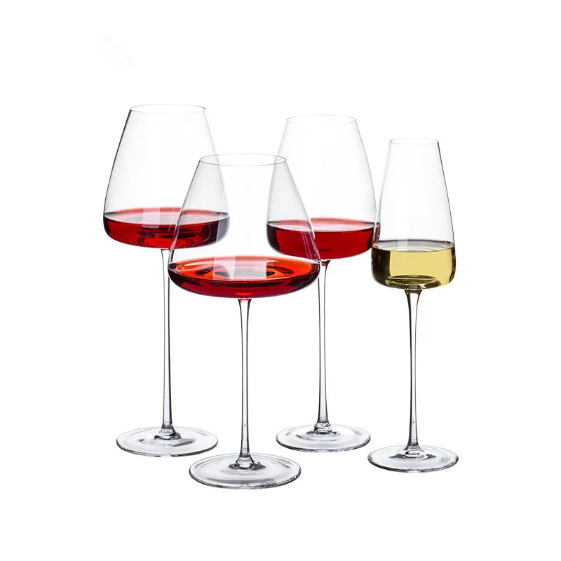 Handgemaakte kristallen wijn- en champagneglazen — sets van 2, 4 en 6, 4 maten