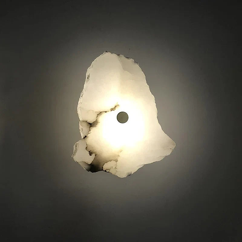 Natural Marble LED Wall Sconce — Modern Design, Copper Accents