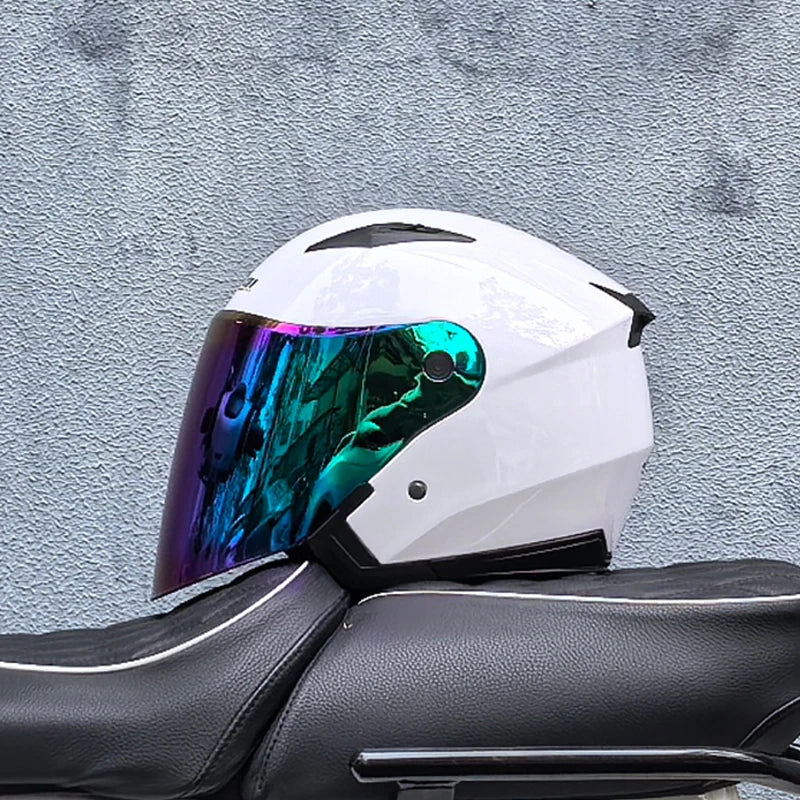 スリークォーター バイクヘルメット — ダブルバイザー、軽量1050g