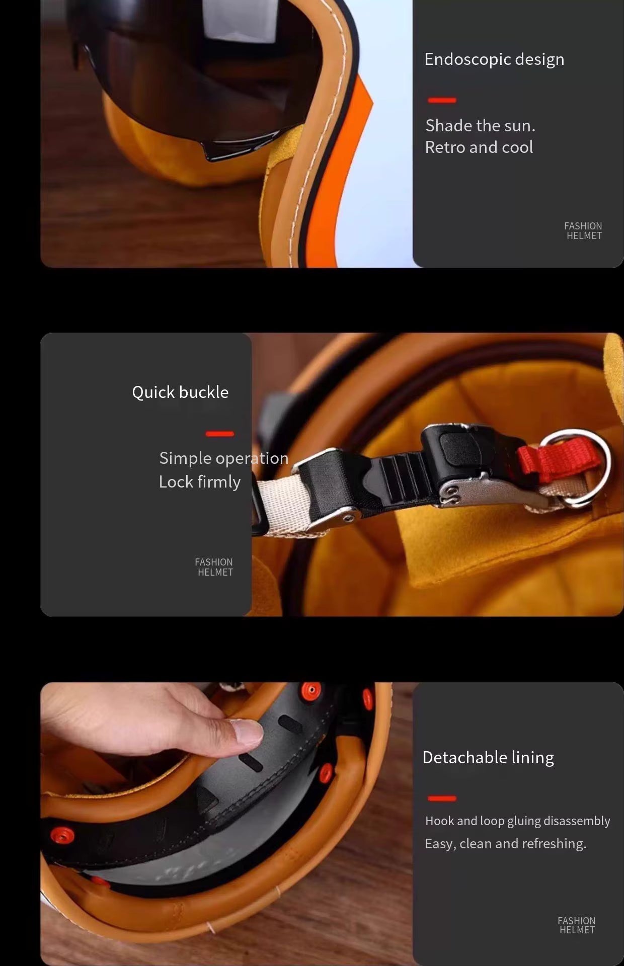 Retro Bee Open Face Motorcycle Helmet — Retractable Built-In Visor