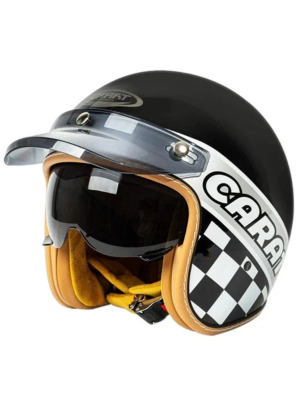 Vintage Jet Open Face Motorcycle Helmet — Sun Visor Included