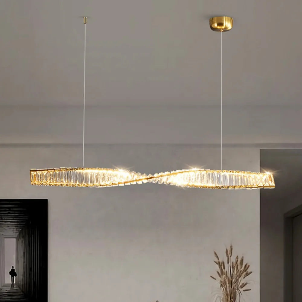 Lumeris Modern Crystal Spiral Pendant Light With LED For Dining Room