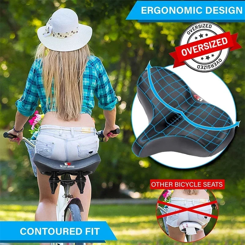 מושב אופניים ארגונומי רחב WEST BIKING ל-MTB, אופניים חשמליים ואופניים עירוניים