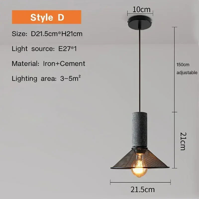 Quarryline Cement Pendant Light In Retro American Style For Kitchens