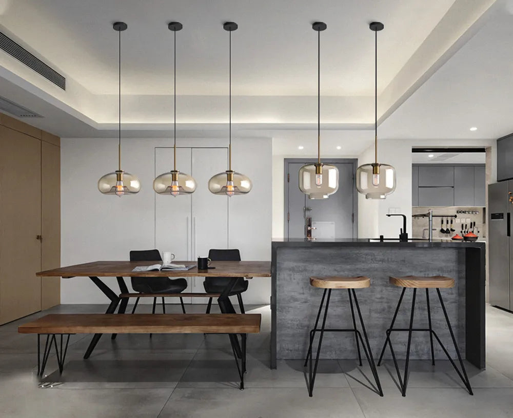 Industriële Nordic hanglamp van glas en led - modern luxearmatuur