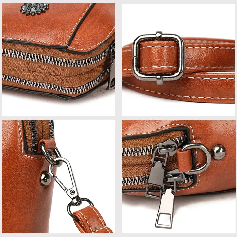 Retro-Umhängetasche aus Leder — stilvolle Schultertasche, 14x6x18cm