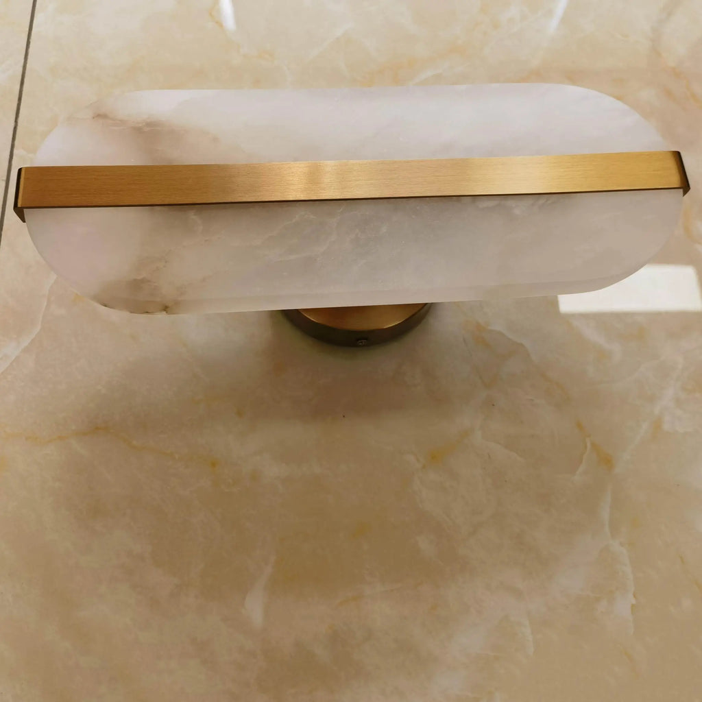Auriel Alabaster Wall Lamp With Brass Band And Premium LED