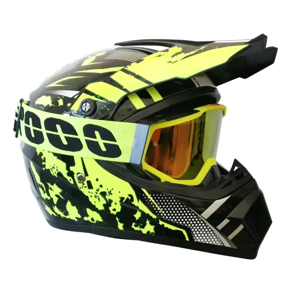 Kids Full-Face Motocross Helmet — Complete Set with Matching Goggles