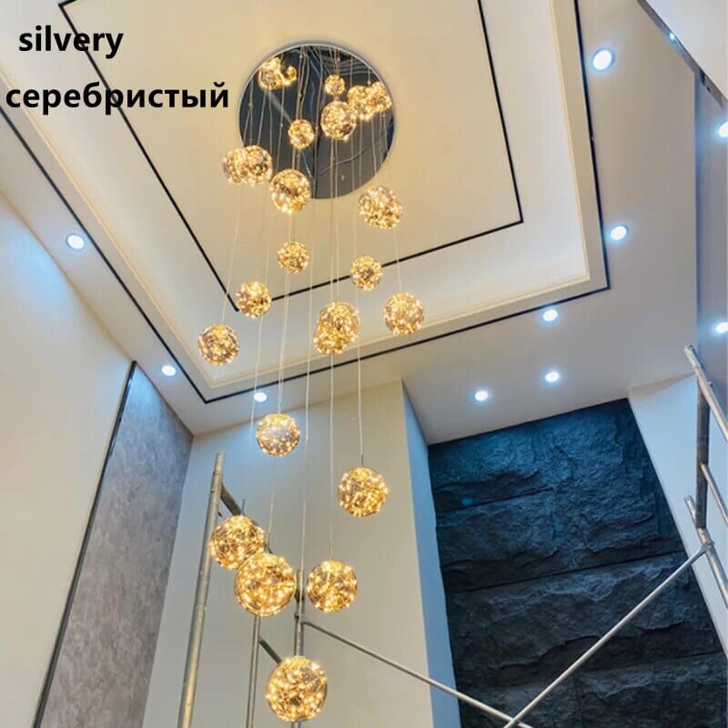 Bella Glass Ball Staircase Chandelier — Elegant Pendant Light