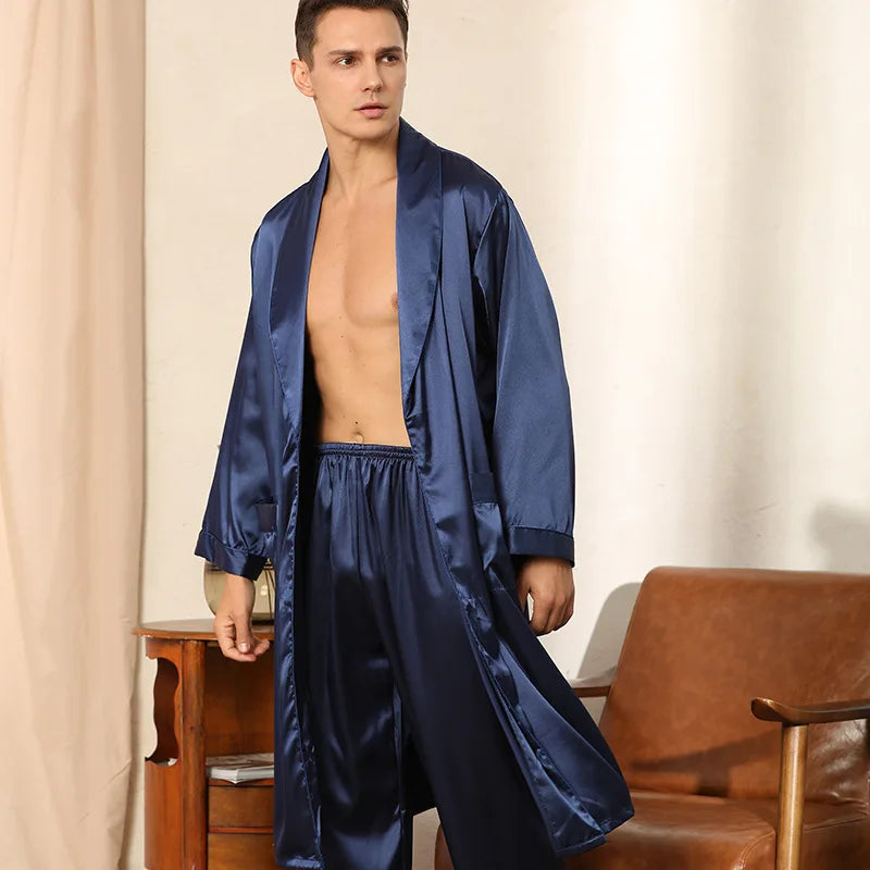 Men's Smooth Satin Robe & Loungewear Set