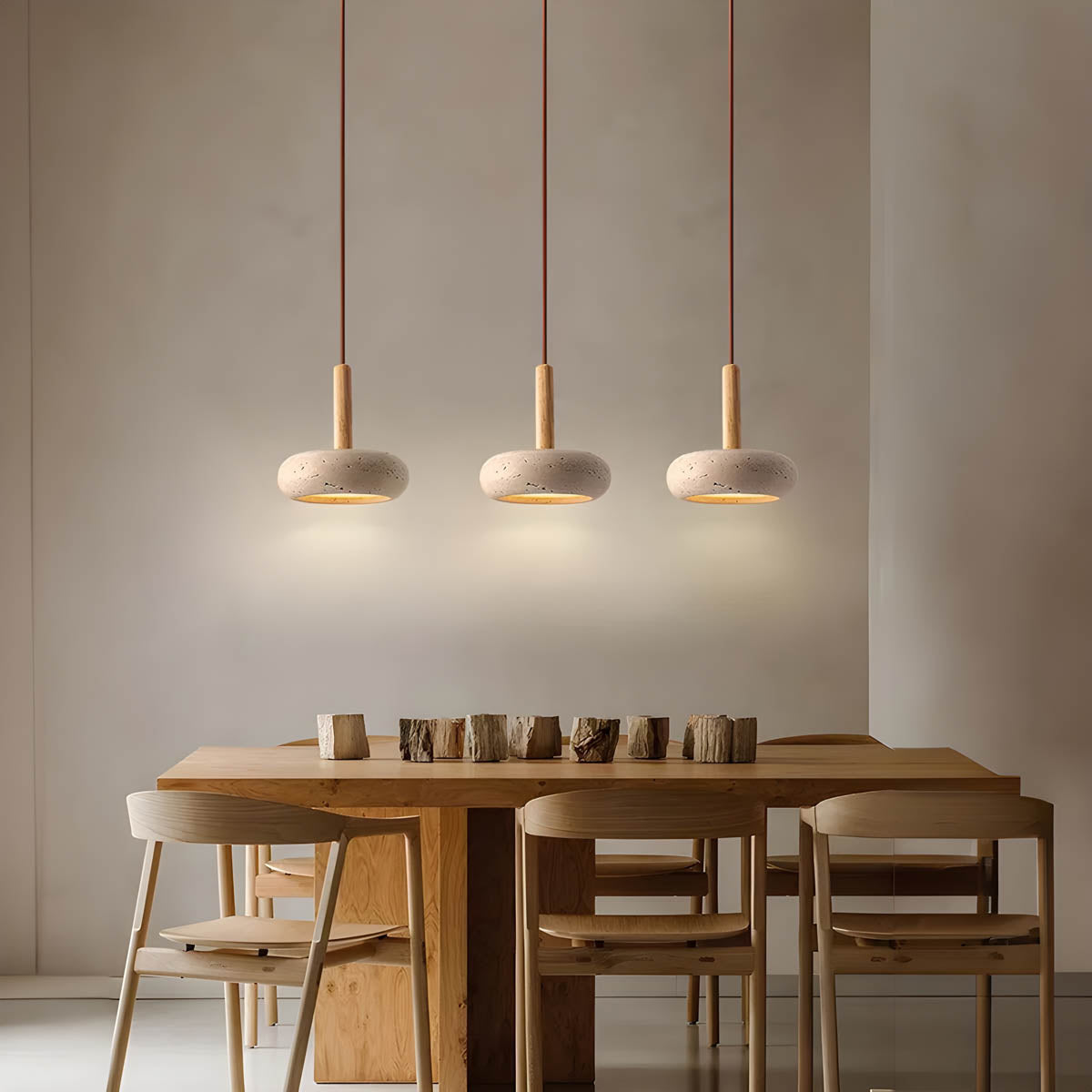 LustreStone Yellow Travertine Pendant Lamp — Distinctive Stone Fixture, Warm Glow