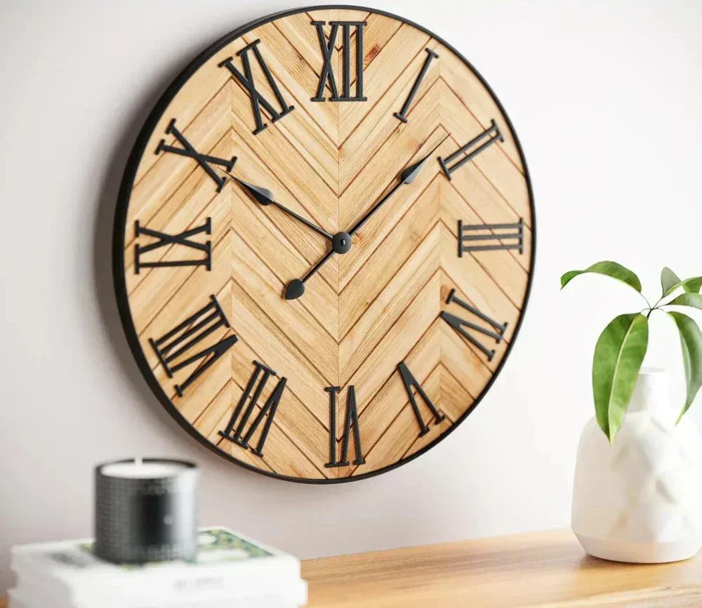 Havenwood rustikaler Wanduhr mit römischen Ziffern, 24 Zoll