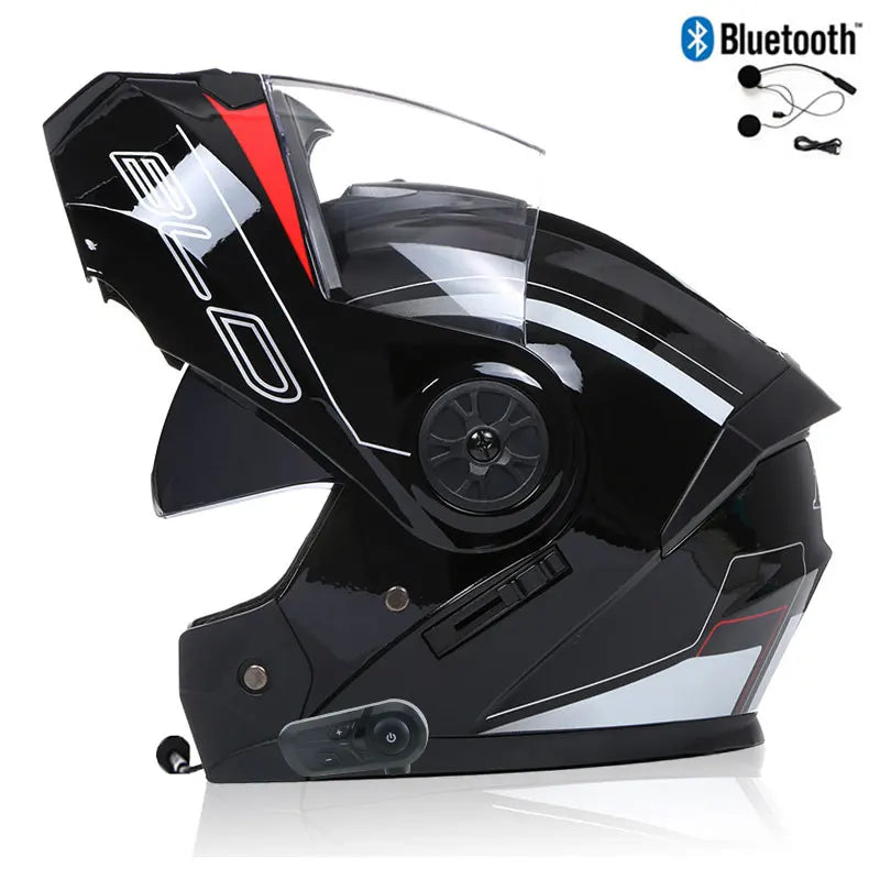 Modular Bluetooth Motorcycle Helmet — Flip-Up Chin Bar, Built-In Sun Visor