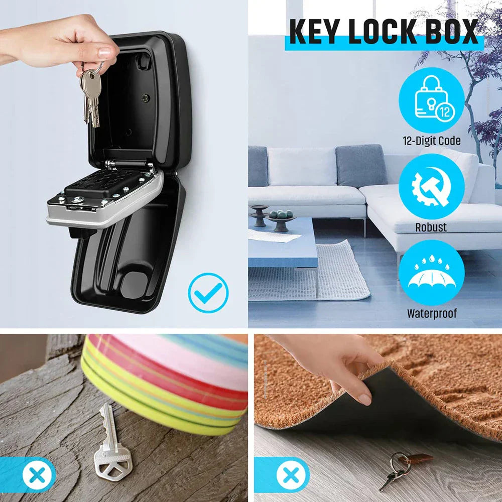Cassaforte portachiavi KeyGuard da parete, resistente alle intemperie — robusta cassetta portachiavi da esterno