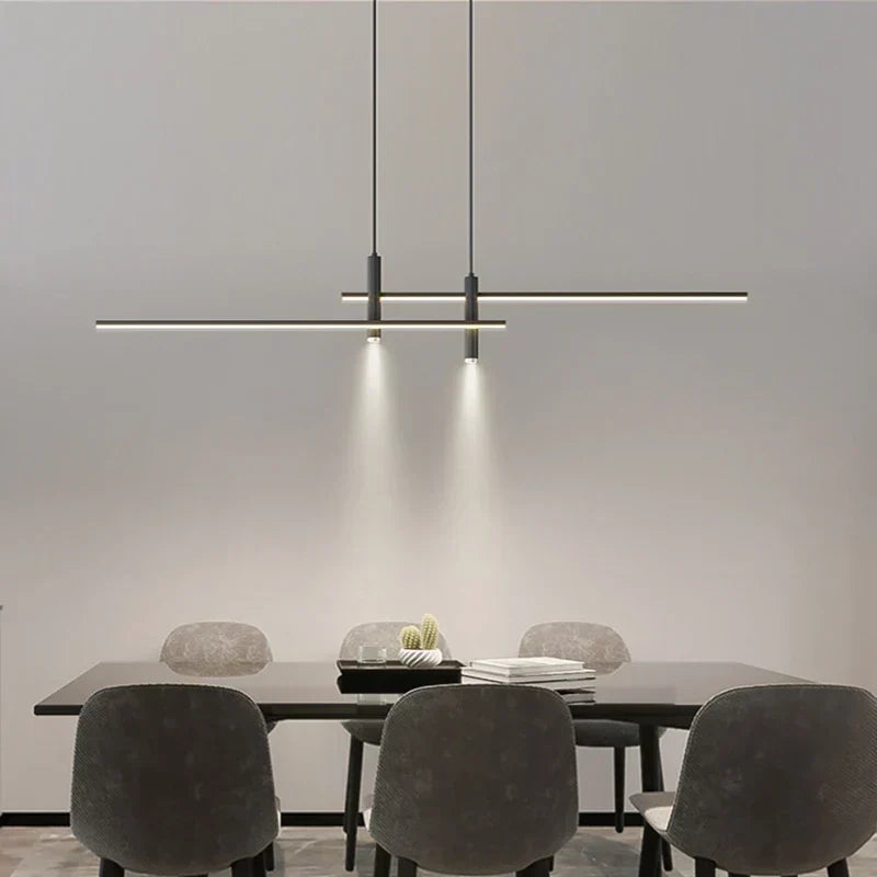 Modern LED Linear Pendant Light — Nordic Style, Warm Glow