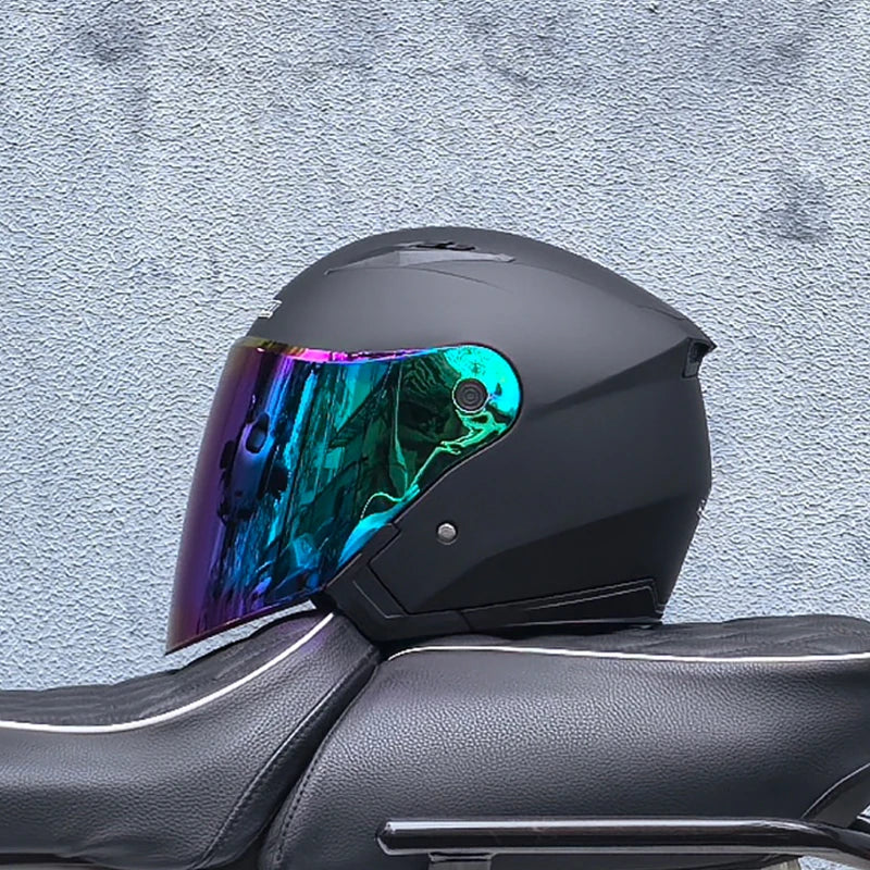 スリークォーター バイクヘルメット — ダブルバイザー、軽量1050g