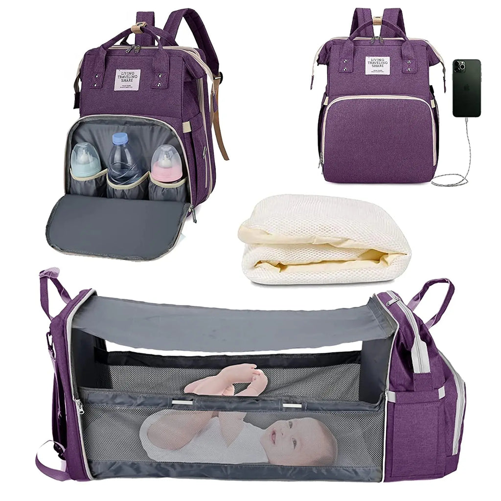BabyNest Bag 3-in-1 Diaper Bag — Portable Baby Bed, USB Port