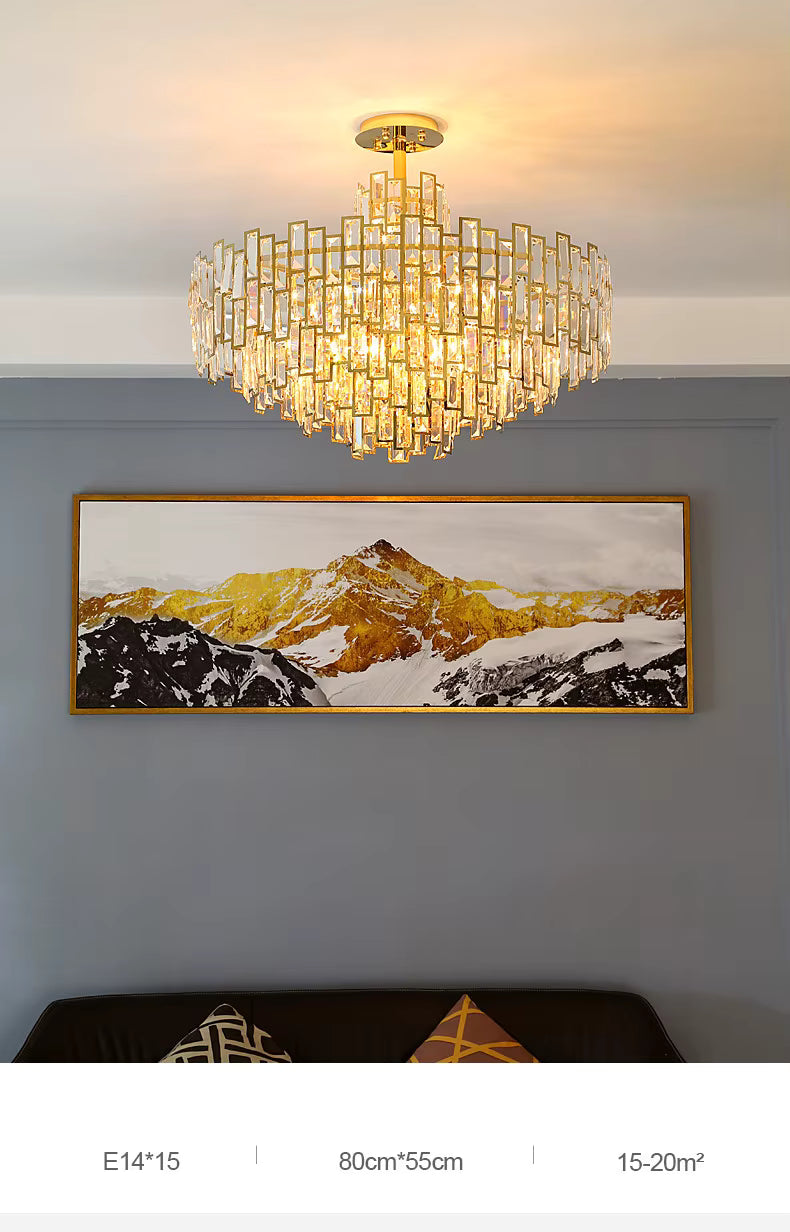 Lucienne Chandelier — Postmodern Golden Crystal Pendant Light