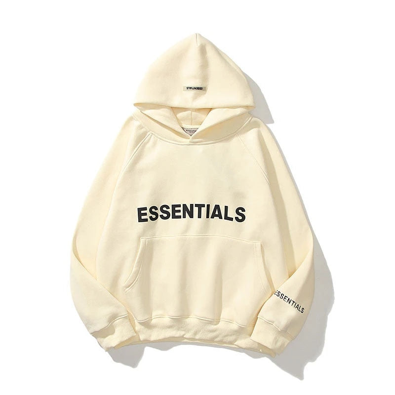 Fear Of God Essentials Hoodie — 100 % bomull, ultramjukt sweatshirtmaterial, känguruficka