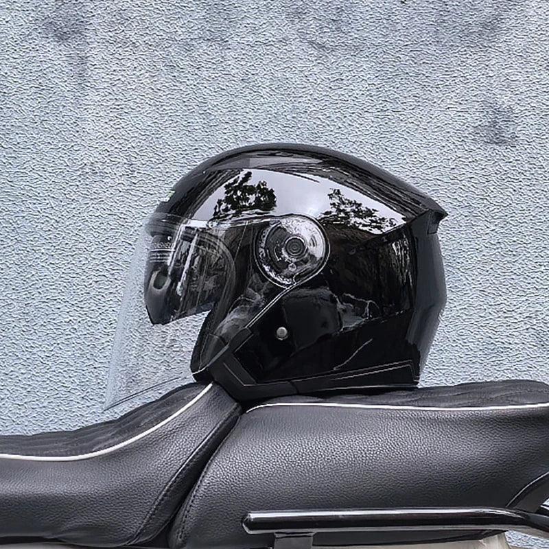 スリークォーター バイクヘルメット — ダブルバイザー、軽量1050g