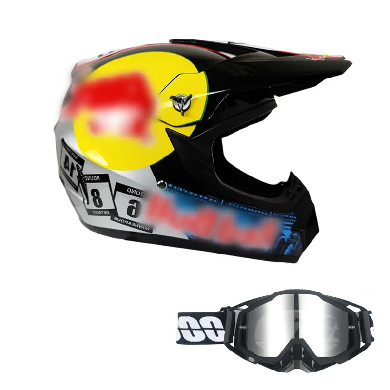 Kids Full-Face Motocross Helmet — Complete Set with Matching Goggles