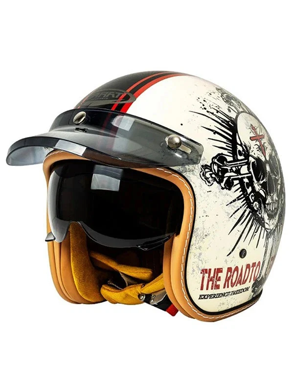 Vintage Jet Open Face Motorcycle Helmet — Sun Visor Included