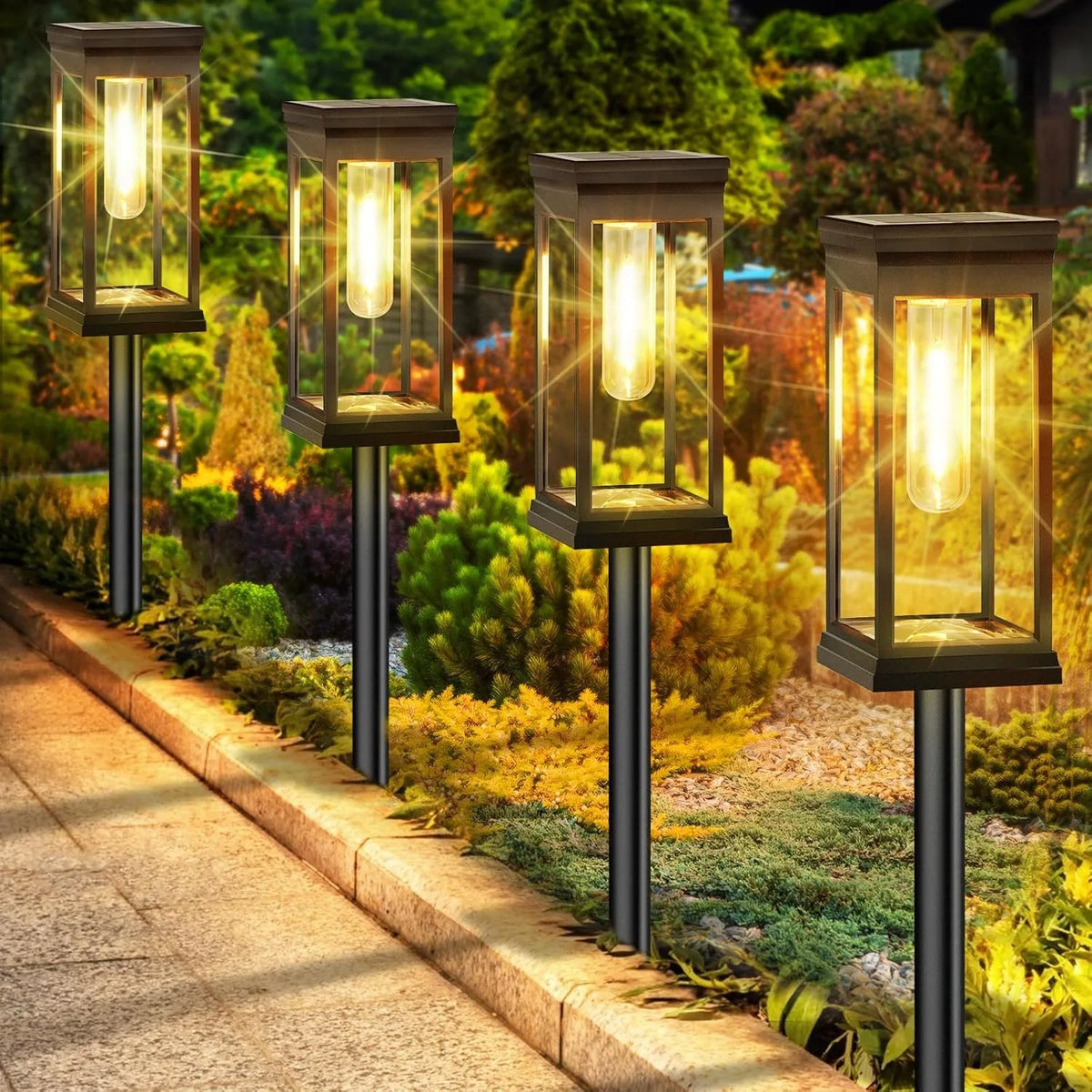 4 stuks zonnepadverlichting — waterdichte LED-lampen voor tuinpaden