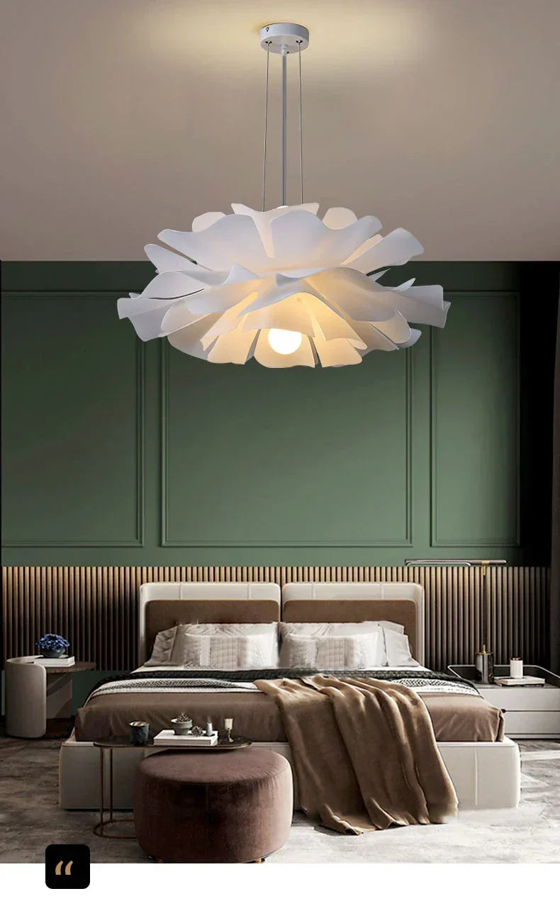 Bella-bloemhanglamp - modern ontwerp, wit acryl