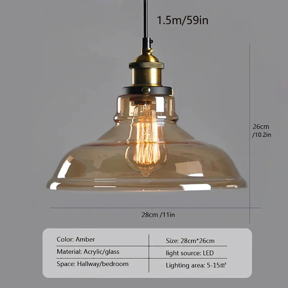 Suspension en verre rétro industrielle — Luminaire suspendu