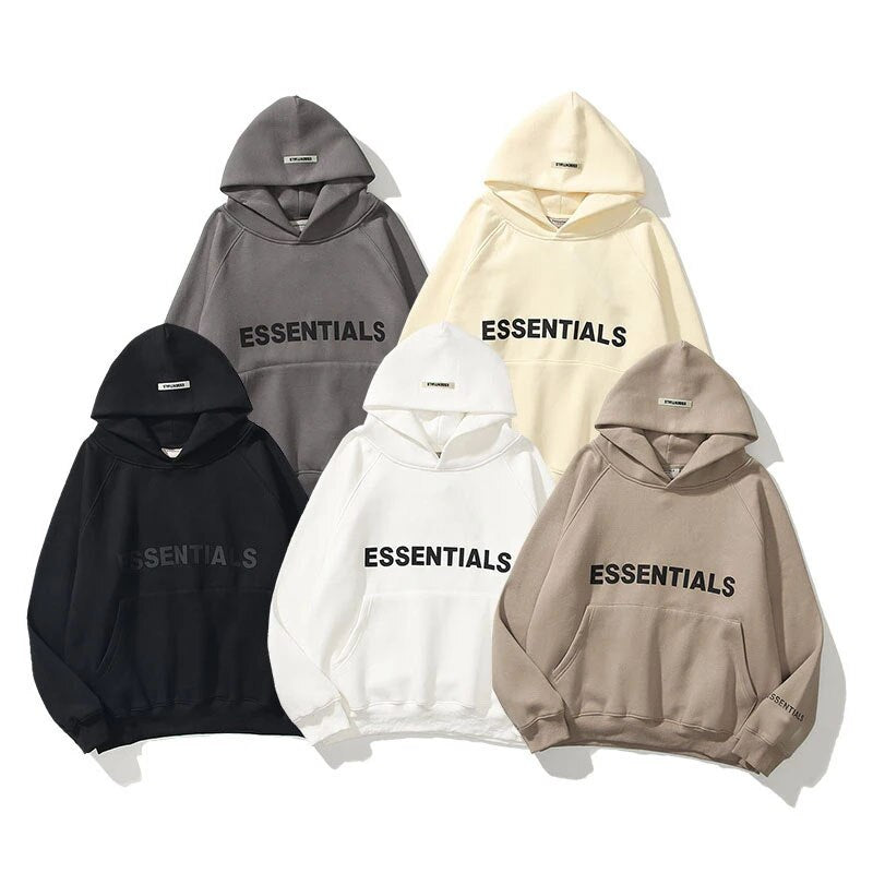 Fear Of God Essentials Hoodie — 100 % bomull, ultramjukt sweatshirtmaterial, känguruficka